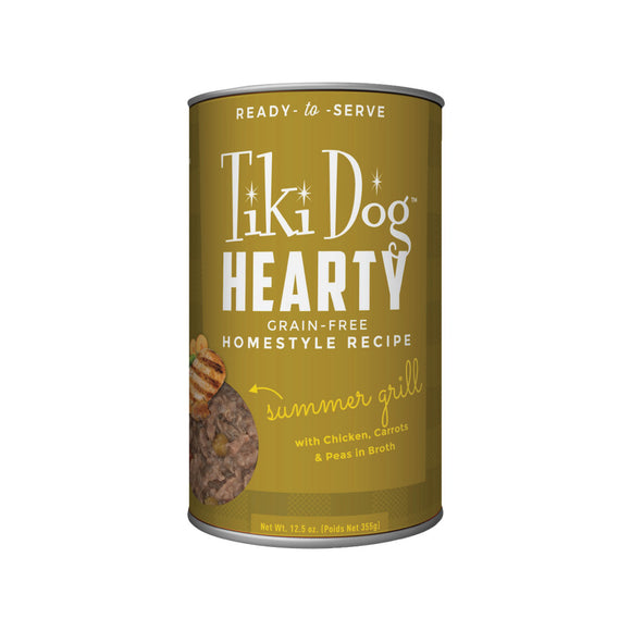 Tiki Dog Hearty Homestyle Recipe Summer Grill with Chicken, Carrots & Peas in Broth Grain-Free 355g