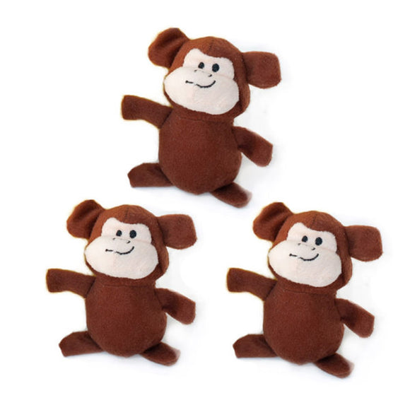 Zippy Paws Toy Miniz Monkey 3 Pk Extra Small