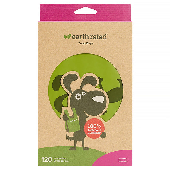 Earth Rated Poop bags with Handle Lavender Scented 120 bags