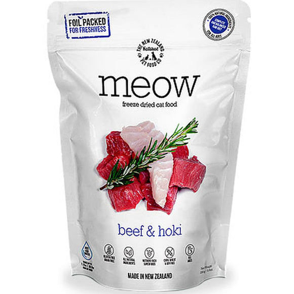 Meow Freeze Dried Beef & Hoki Cat Food 50g