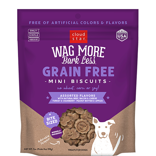Cloud Star Wag More Bark Less Mini Biscuits Grain Free Assorted Flavors 198g