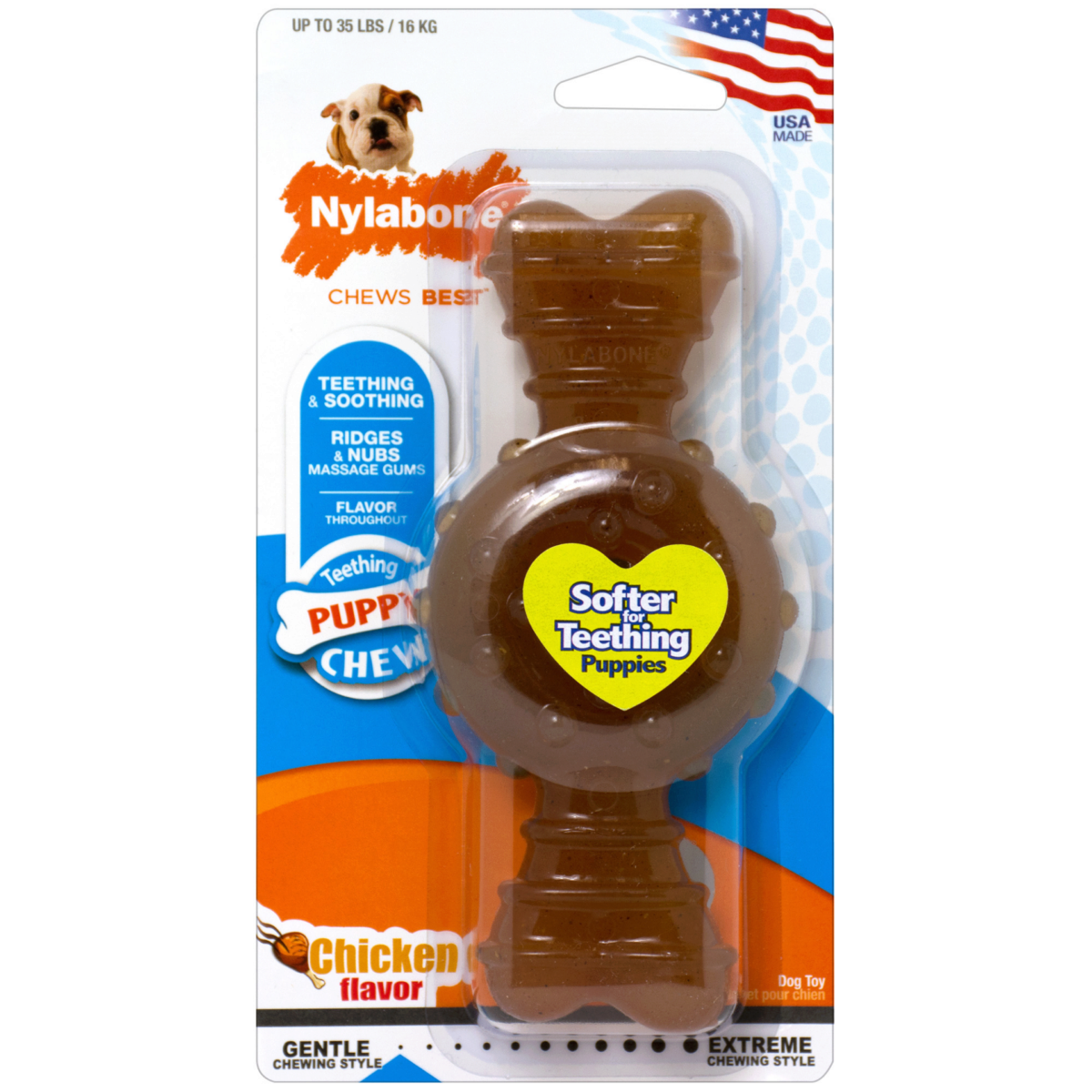 Nylabone Dog Toy Pup Chew Ring Bone Chicken Wolf