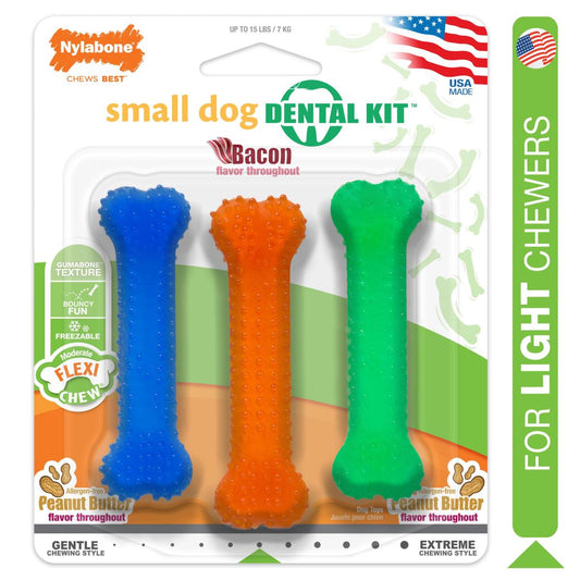 Nylabone FlexiChew Dog Dental Pack Peanut Butter & Bacon Flavor