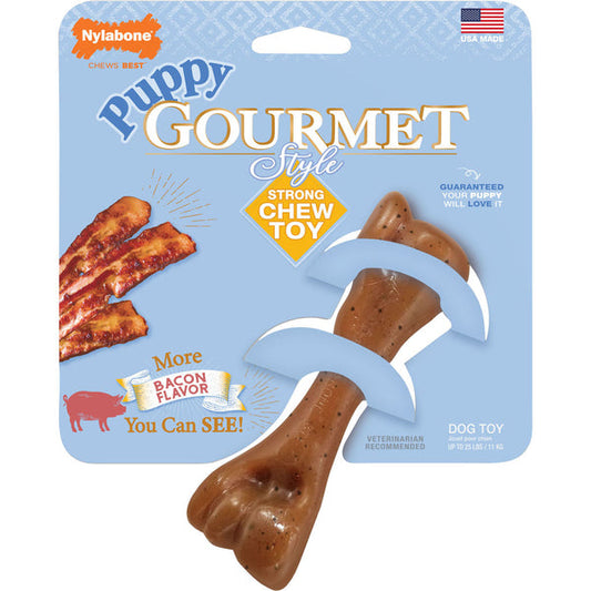 Nylabone Gourmet Syle Femur Bone Strong Chew Toy Bacon Flavor Regular