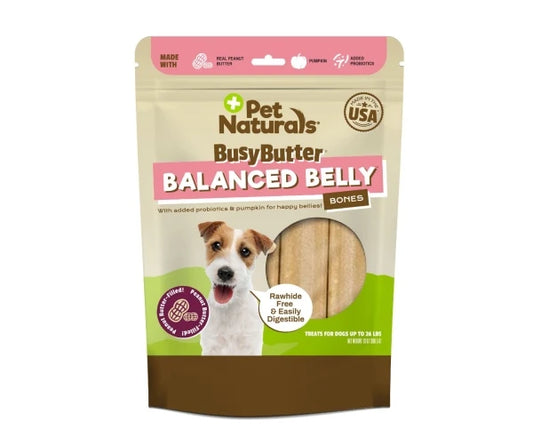 Pet Naturals Busy Butter Balanced Belly Bones with Probiotics Dog Treats Small 368g