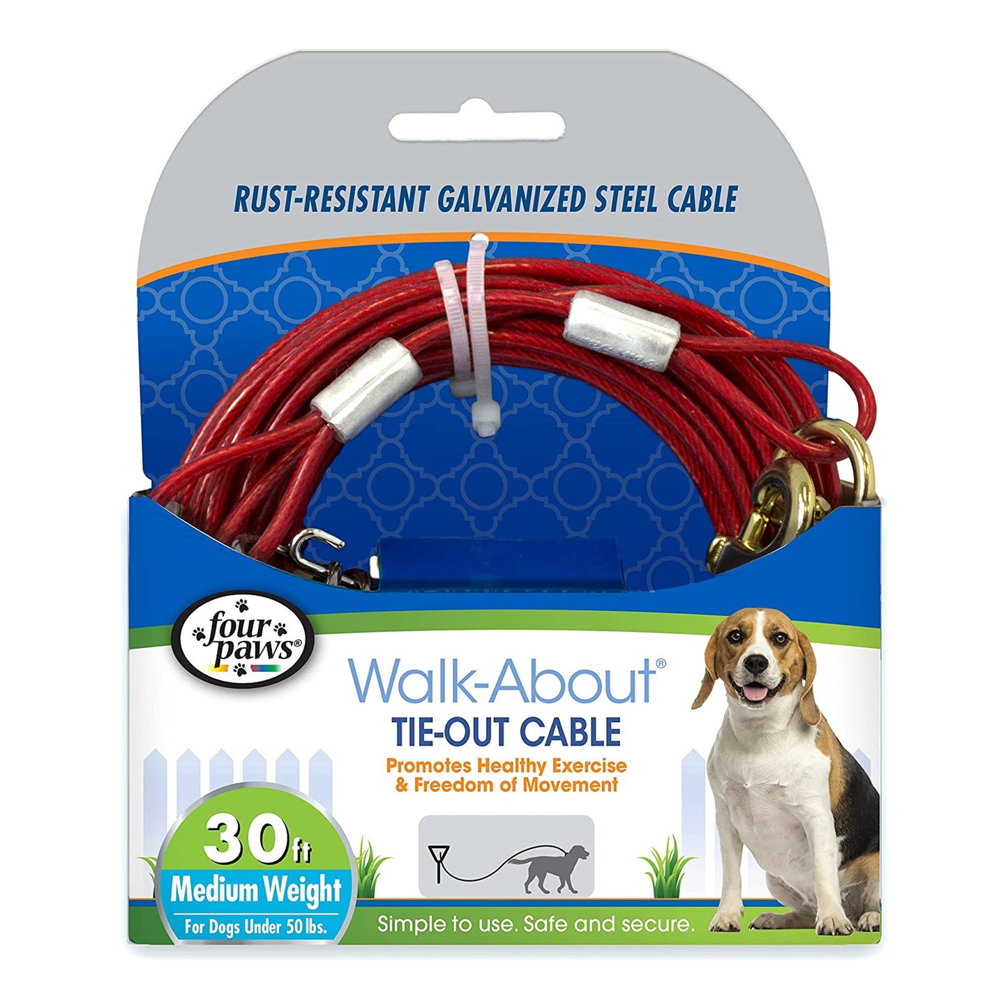 Four Paws Tie Out Cable Medium Weight 15 Ft – Bow and Wow Online