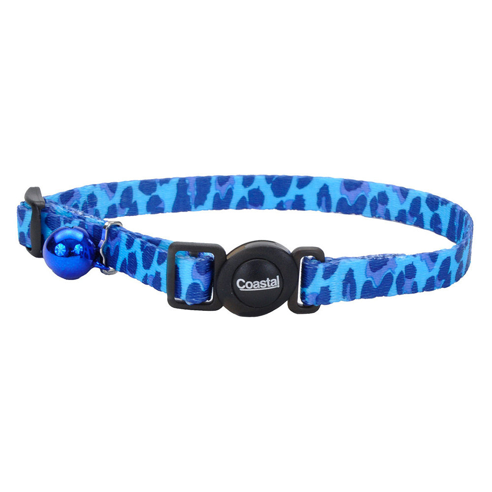 Coastal Cat Collar Breakaway Blue Leopard 3/8" x 12"