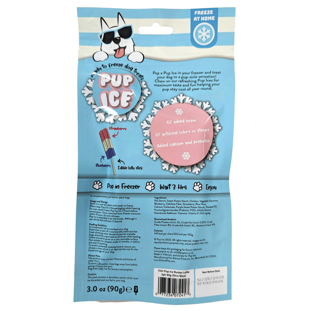 Pup Ice Fruit Lollies Stawberry Blueberry Dog Treat 2-pc