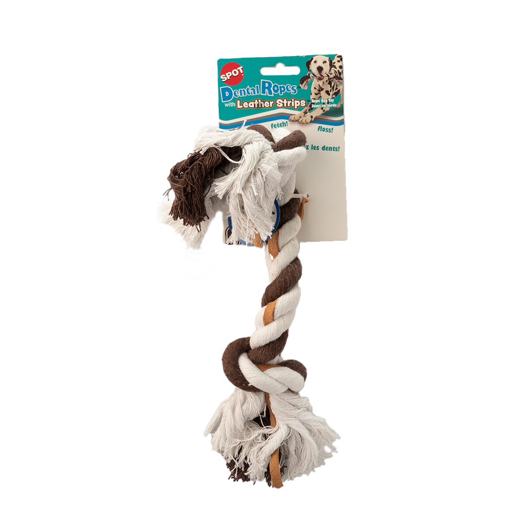 Spot Toy Leather Rope 2 Knot Large
