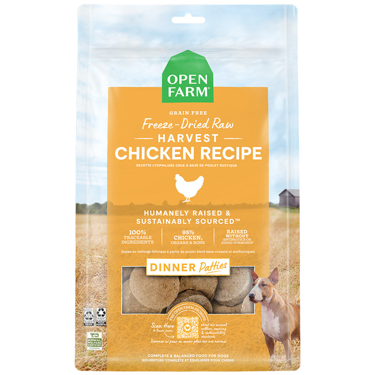 Open Farm Freeze-dried Raw Harvest Chicken Recipe Patties Dry Dog Food 297g