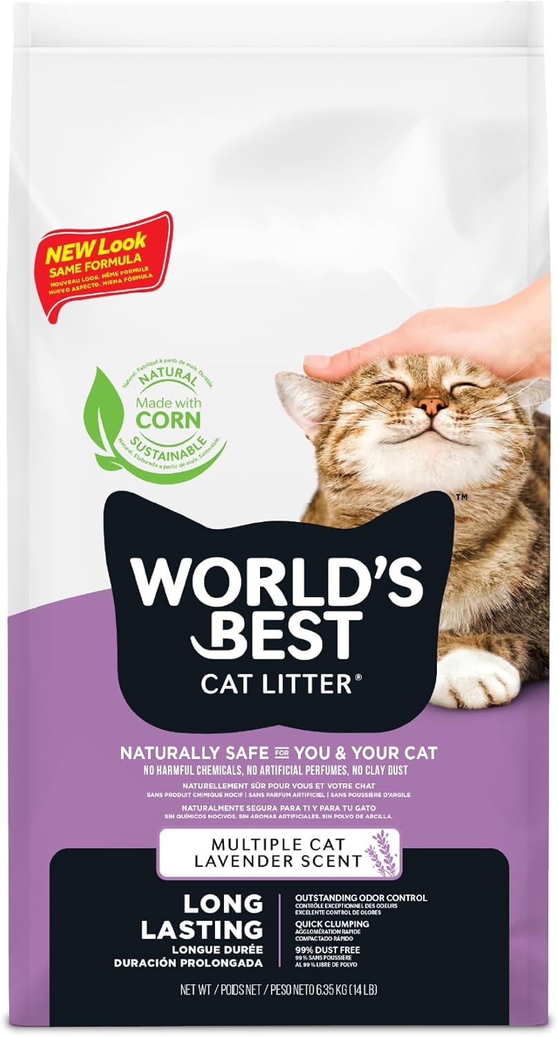 World's Best Cat Litter Lavender Scented Multiple Cat Clumping Formula 6.35kg