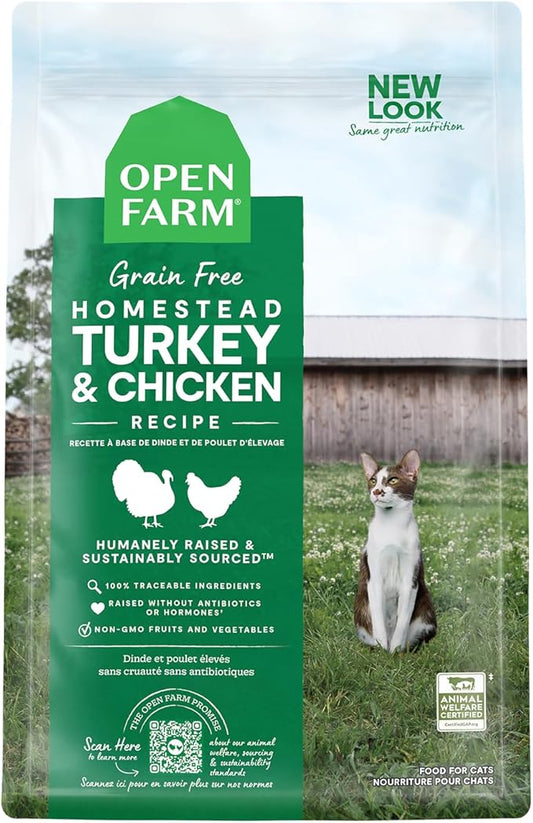 Open Farm Grain-free Homestead Turkey & Chicken Dry Cat Food 0.9kg