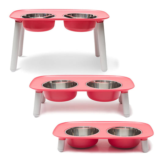 Messy Mutts Double Elevated Feeder Red