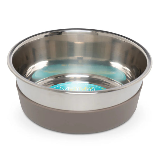 Messy Mutts Stainless Steel Non-Slip Bowl Gray Large
