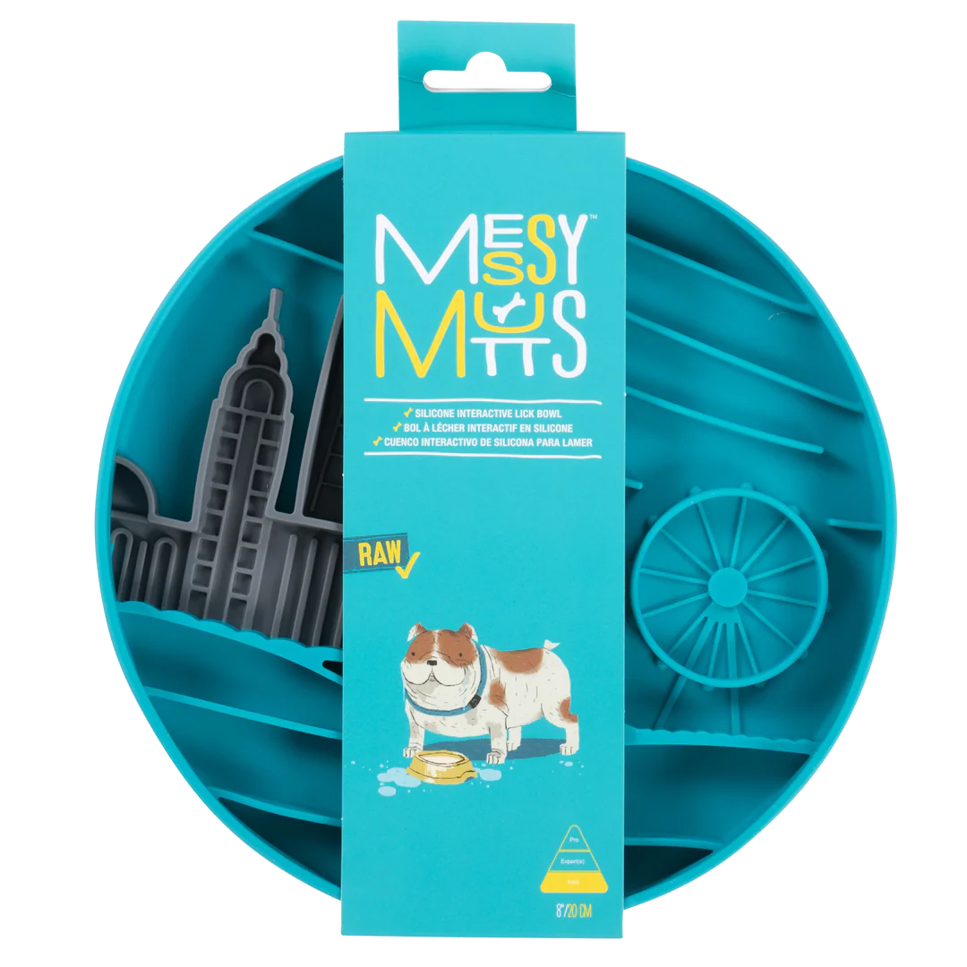 Messy Mutts Interactive Slow Feeder Mat City Blue