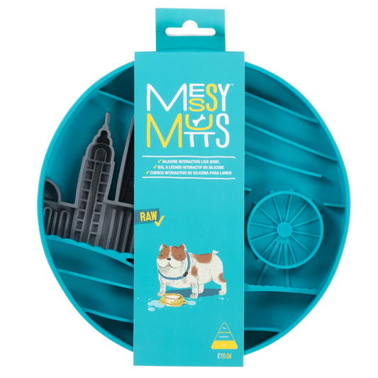 Messy Mutts Interactive Slow Feeder Mat City Blue