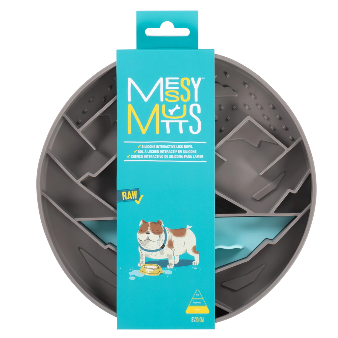 Messy Mutts Interactive Slow Feeder Mat Mountain Gray