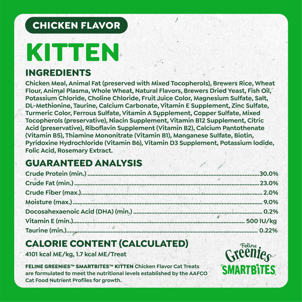 Greenies Feline Smartbites Kitten Treats Chicken Flavor 60g