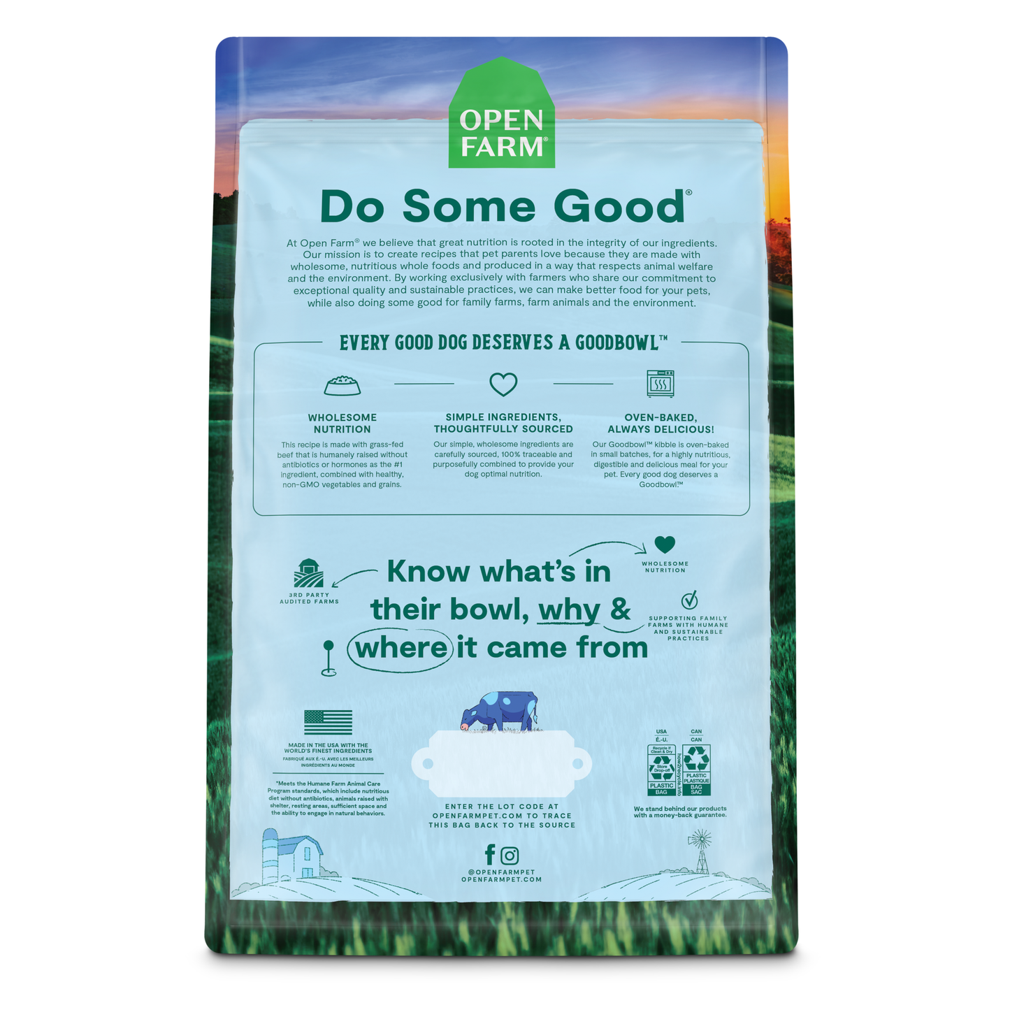 Open Farm GoodBowl Oven-baked Grass-Fed Beef & Brown Rice Recipe Dry Dog Food 1.58kg