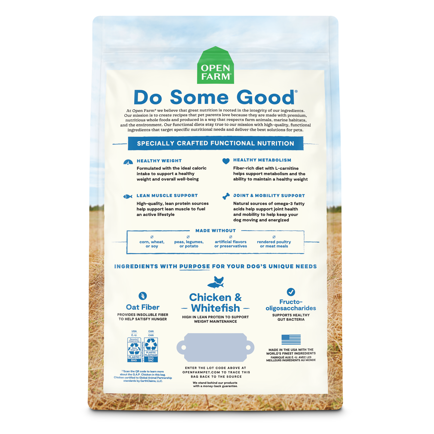 Open Farm Healthy Weight Chicken & Whitefish Recipe Dry Dog Food 1.81kg