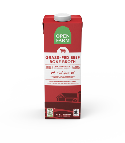 Open Farm Grass-Fed Beef Bone Broth Food Topper for Dogs and Cats 946ml