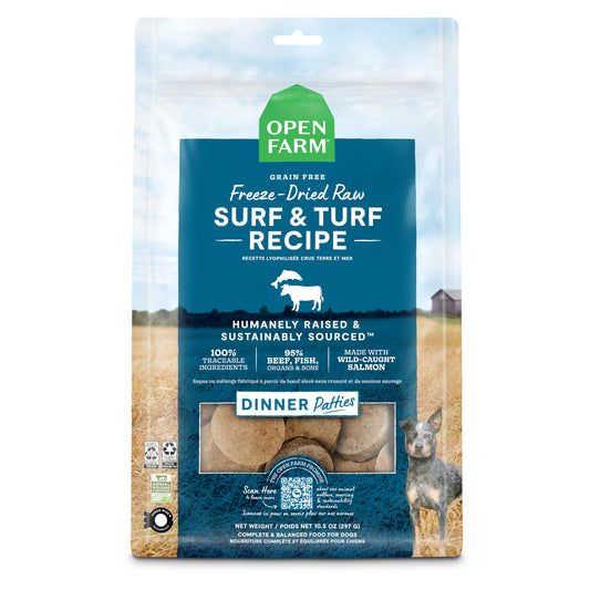 Open Farm Freeze-dried Raw Surf & Turf Recipe Patties Dry Dog Food 297g