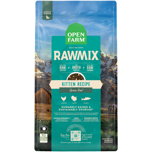 Open Farm RawMix Kitten Recipe Grain-free Chicken, Turkey and Salmon Dry Cat Food 1kg