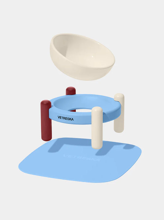 Vetreska Elevated Bowl Set Mist and Merlot Medium