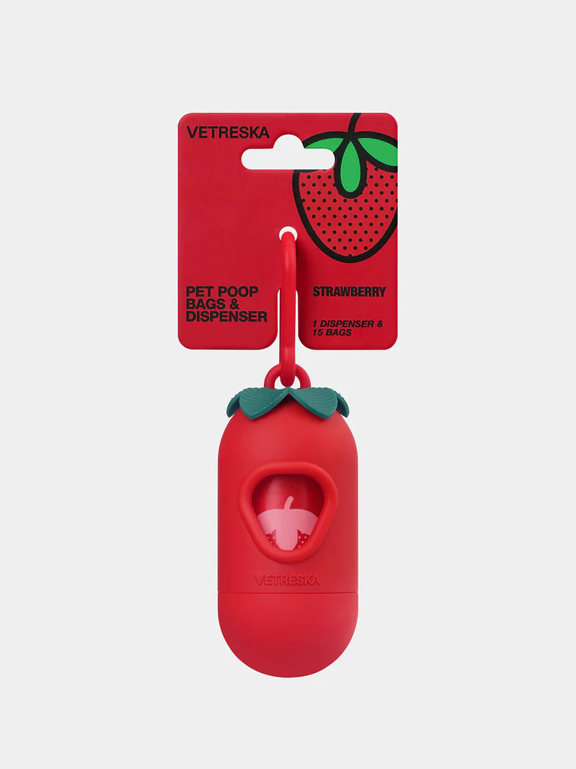 Vetreska Poop Bag and Dispenser Strawberry