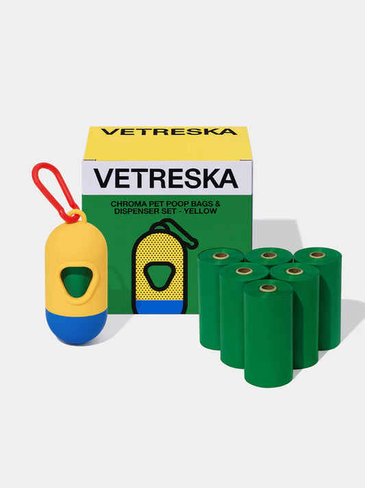 Vetreska Poop Bag and Dispenser with 7 Rolls Chroma Yellow