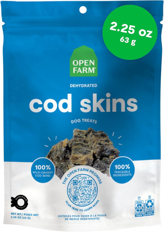 Open Farm Dehydrated  Cod Skin Treats for Dogs  63g