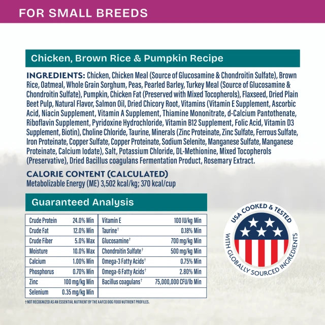 Natural Balance Health Protection Small Breed Chicken, Brown Rice and Pumpkin Recipe Dry Dog Food 5.4 kg