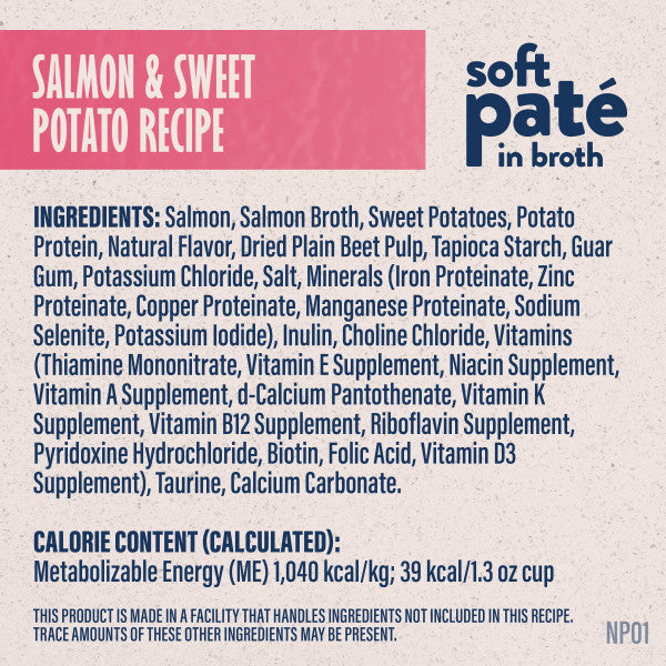 Natural Balance Limited Ingredient Split Cup Sensitive Stomach and Healthy Digestion Salmon & Sweet Potato Soft Pate Wet Cat Food 73.6g