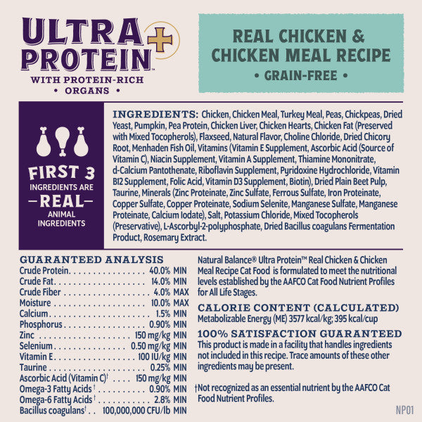 Natural Balance Ultra Protein Plus Immune and Digestive Health Dry Cat Food 2.6kg