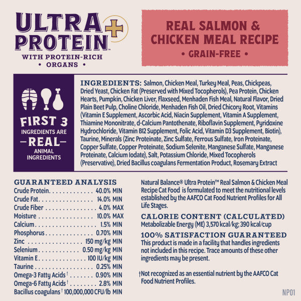 Natural Balance Ultra Protein Plus Skin & Coat and Digestive Health Dry Cat Food 2.6kg