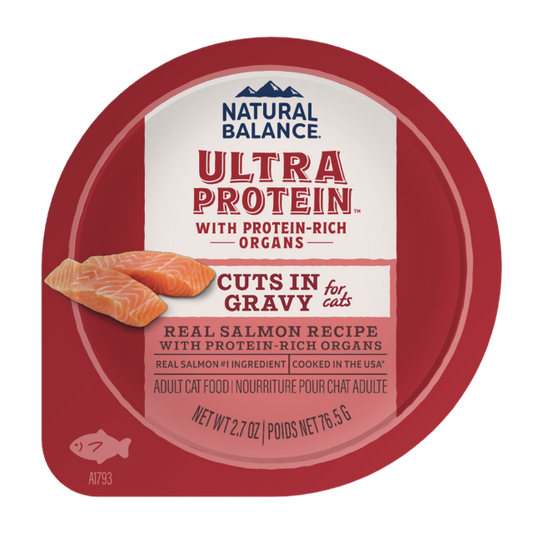 Natural Balance Ultra Protein Cuts in Gravy Salmon & Organs Recipe Wet Cat Food 76.5g
