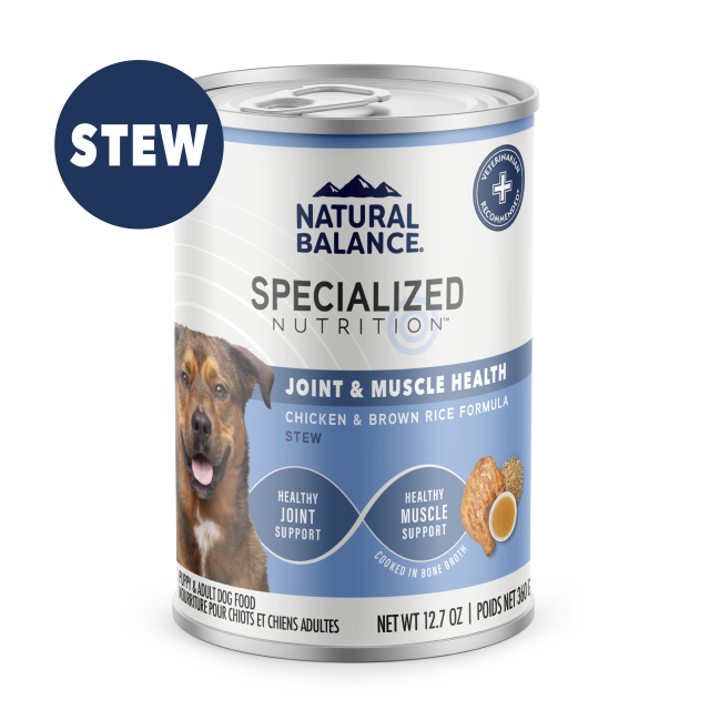 Natural Balance Specialized Nutrition Joint & Muscle Health Chicken & Brown Rice Stew Wet Dog Food 360g
