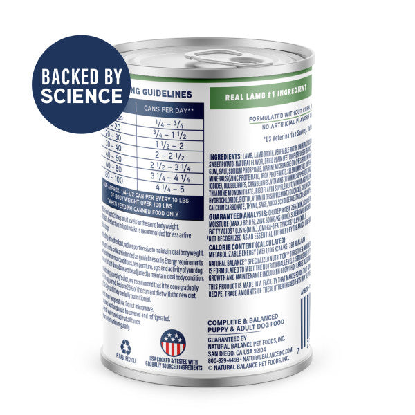 Natural Balance Specialized Nutrition Digestive & Immune Health Lamb & Brown Rice Stew Wet Dog Food 360g
