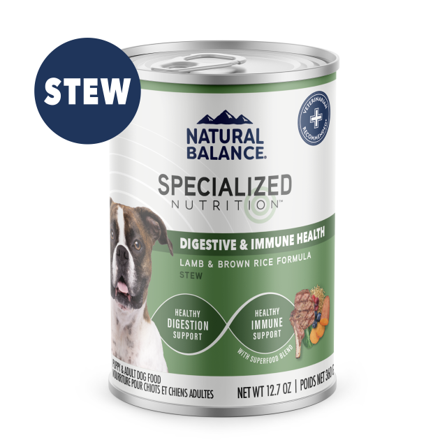 Natural Balance Specialized Nutrition Digestive & Immune Health Lamb & Brown Rice Stew Wet Dog Food 360g