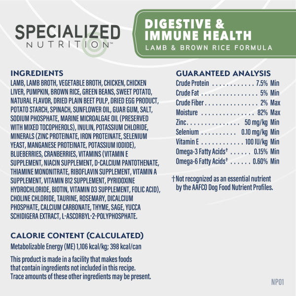 Natural Balance Specialized Nutrition Digestive & Immune Health Lamb & Brown Rice Stew Wet Dog Food 360g