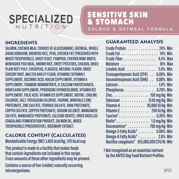 Natural Balance Specialized Sensitive Skin & Stomach Salmon & Oatmeal Formula Dry Dog Food 9.9kg