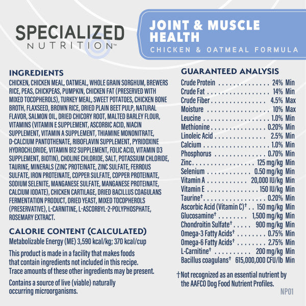 Natural Balance Specialized Nutrition Joint & Muscle Health Chicken & Oatmeal Formula Dry Dog Food 1.5kg