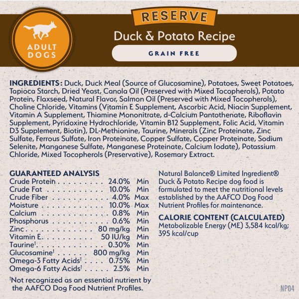 Natural Balance LID Reserve Duck & Potato Recipe Dry Dog Food 10kg