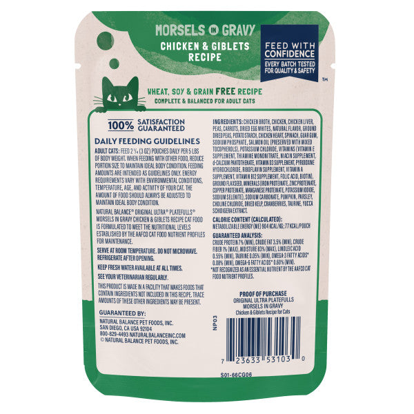 Natural Balance Platefulls Cat Food Chicken & Giblets Formula in Gravy 85g