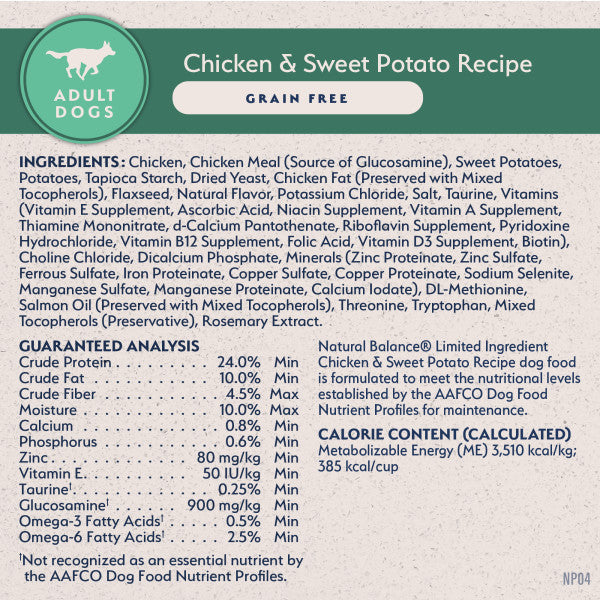 Natural Balance L.I.D. Chicken & Sweet Potato Dry Dog Food 1.8kg