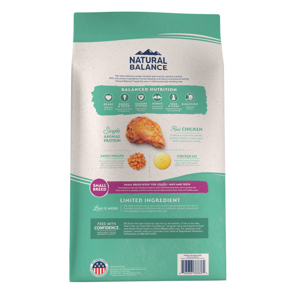 Natural Balance LID Chicken & Sweet Potato Dry Dog Food for Small Breed 1.8kg