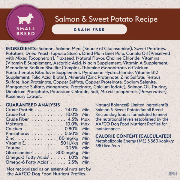 Natural Balance Dry Dog Food Limited Ingredient Diet Small Breed Bites Salmon & Sweet Potato 5.44kg