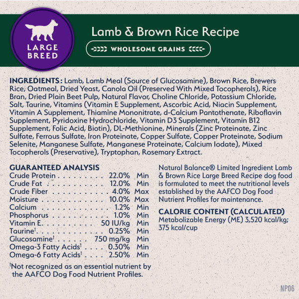 Natural Balance LID Bites Lamb & Brown Rice Dry Dog Food 11.8 kg
