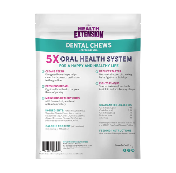 Health Extension Medium Fresh Breath Dental Chews for Dogs 8 pcs. 170g