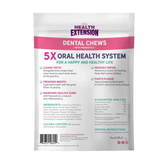 Health Extension Probiotic Dental Chews Medium 8-pc 170g